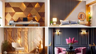 Accent Wall Ideas For Living Room  Wall Panels Home Decor  Wooden Slat Wall  Accent Wall Lights [upl. by Wahlstrom752]