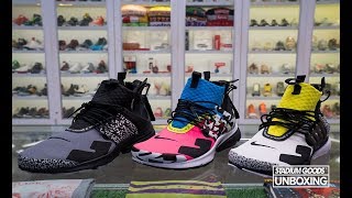 Acronym x Nike Air Presto Mid quotDynamic YellowRacer PinkCool Greyquot  Stadium Goods Unboxing [upl. by Aselehc]