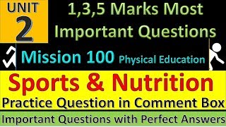 Sports and Nutrition Important Questions  Physical Education Mission 100  Practice Questions [upl. by Atinra]