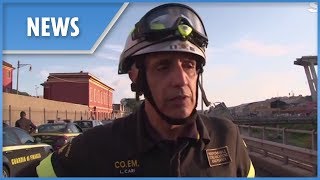 Genoa Firefighters on Morandi bridge rescue effort [upl. by Pandich]