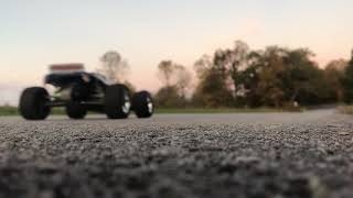 TRAXXAS RUSTLER WITH CASTLE SW4 5700KV 57MPH STOCK GEARINGS ON A DXF 2S LIPO 100C [upl. by Eelasor]