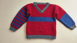 v neck crochet sweater for 6 to 7 year old subtitles available [upl. by Ardeid]