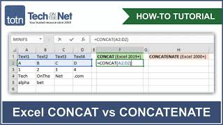 How to use the CONCAT function in Excel vs the CONCATENATE function [upl. by Prudhoe]