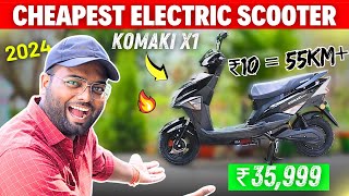 Cheapest Electric Scooter In India 2024⚡₹35999  Komaki X1 Electric Scooter  Detailed Review 🔥 [upl. by Sibella]