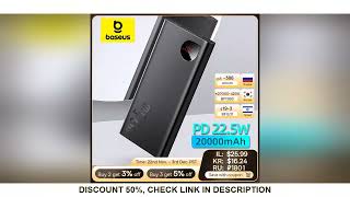 Baseus 225W Power Bank 20000mAh Portable Fast Charging Powerbank Type C PD Qucik Charge External Ba [upl. by Ardnusal]