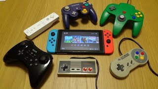 NES SNES N64 GC Wii WiiUAll Nintendo Controllers working on the Switch [upl. by Anoyet811]