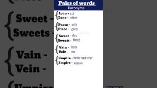 Pairs of words paronyms in English language how to learn English how to learn Vocabulary [upl. by Goldner723]