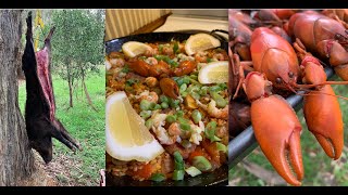 Wild Pork Kransky amp Yabbie Paella A catch and cook [upl. by Akzseinga182]