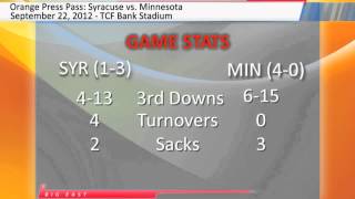 Orange Press Pass Syracuse vs Minnesota Game Stats [upl. by Brookner294]