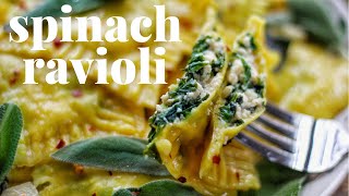 VEGAN SPINACH RAVIOLI  FUN HOLIDAY RECIPE NO SPECIAL EQUIPMENT USED  PLANTIFULLY BASED [upl. by Oner]