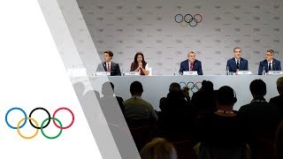 IOC Session – Day 1  IOC  Paris 2024  LA 2028 joint press conference [upl. by Nitniuq]