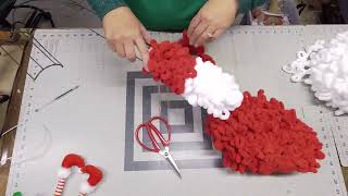 How to Make Candy Cane Yarn Christmas Elf Wreath 2024 Tutorial [upl. by Leah]