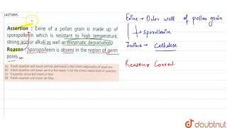 Assertion  Exine of a pollen grain is made up of sporopollenin which is resistant to high tempe [upl. by Naimerej]