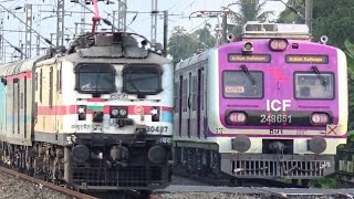 Dangerous Wap7 Locomotive Leads Shatabdi ExpressHowrah Katwa Pink ICF Local Trains Skip Rail Gate [upl. by Arella765]