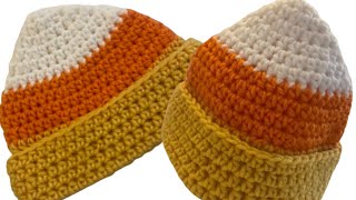 HOW TO CROCHET Candy Corn Hat Pattern [upl. by Oringas]