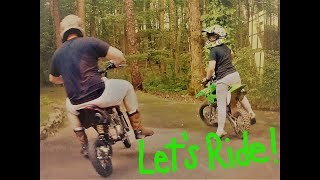 Kids riding dirt bikes with Dad Im better than him but hes nice [upl. by Morganstein]