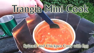 Trangia Mini 28Series cooking Chickpea and Spinach Curry with Egg Vegetarian with Vegan option [upl. by Satsoc]