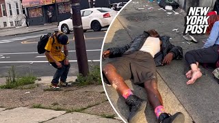 Shocking video shows zombielike addicts at ‘ground zero’ of Philadelphia’s ‘tranq’ epidemic [upl. by Gail337]