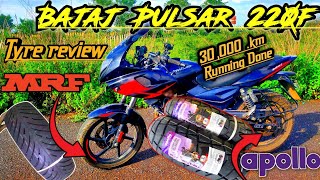 pulsar 220f front and rear tyre change apollo vs mrf tyre review pulsar 220f  apollo tramplr ST [upl. by Nasia]