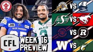 Week 16 Preview 2024 CFL Season [upl. by Aufmann242]