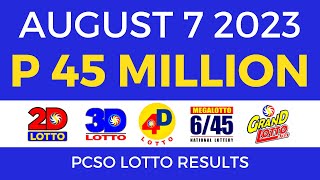 Lotto Result August 7 2023 9pm PCSO [upl. by Gebelein]