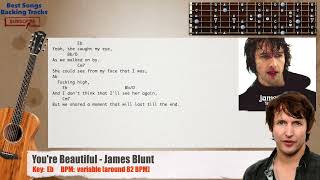 🎸 Youre Beautiful  James Blunt Guitar Backing Track with chords and lyrics [upl. by Inerney]