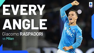 Raspadori strikes a masterful freekick  Every Angle  NapoliMilan  Serie A 202324 [upl. by Yanal]