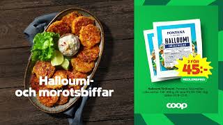 Coop Veckans recept v33  Halloumi och morotsbiffar [upl. by Amocat444]