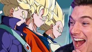 NEW LR Super Saiyan Goku Vegeta amp Trunks Super Attacks Reaction on Dokkan Battle [upl. by Ahsii]