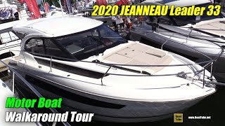 2020 Jeanneau Leader 33 Motor Yacht  Walkaround Tour  2019 Fort Lauderdale Boat Show [upl. by Ahsoyem]