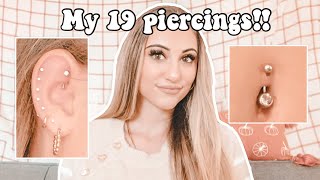 PIERCING TOUR┃ALL ABOUT MY 19 PIERCINGS [upl. by Arihppas]