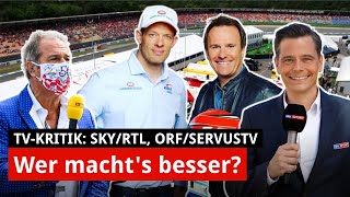 F1 live im TV Wer machts am besten  Senderkritik Sky RTL ORF ServusTV [upl. by Christopher]