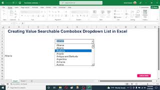 Searchable Drop Down List in Excel  Learn Creating Combo box in excel with search [upl. by Scrivenor]