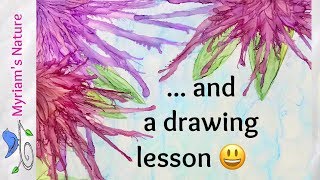 120 ALCOHOL INK Airbrush Blown Flowers amp a Drawing Lesson for painting a Hummingbird [upl. by Yur]