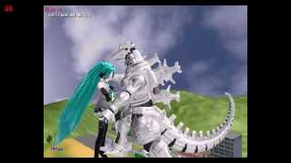 MMD MechaGodzilla vs Miku Hatsune [upl. by Mahan119]