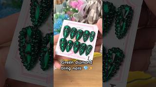 Green diamond nails✨💎nails nailart pressonails diy gift handmade luxury diamond green [upl. by Gaye]