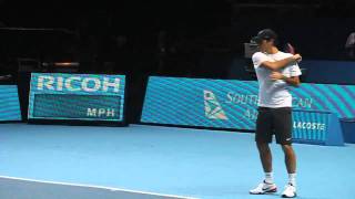 Roger Federer Practice Before 2010 London ATP World Tour Final Match vs Soderling 20101125 [upl. by Asirahc651]