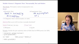 Module 8 Lesson 4 Diagnostic Tests Nonnormality Test and Outliers overview and lecture [upl. by Bobette884]