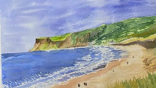 Seascape Water Color Painting tutorialwatercolortutorial landscape [upl. by Ahcire228]