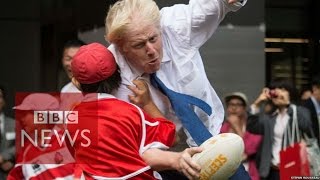 Boris Johnson takes out boy in rugby  BBC News [upl. by Yehudi297]