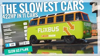 Forza Horizon 4  The Slowest Cars  How Fast Can They Get WORLDS SLOWEST DRAG RACES [upl. by Blinni]