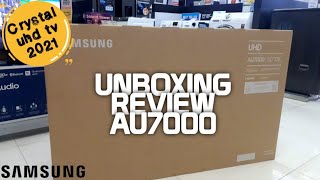 Samsung AU7000  Unboxing amp Review  Crystal Uhd 4k Samsung 2021  50AU7000 Indonesia [upl. by Cheri]