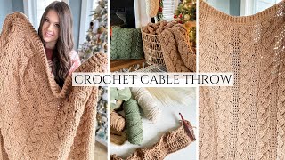 Cozy Cable Throw Crochet Pattern  Cable Blanket Pattern  Crochet Cables  Chunky Throw Blanket [upl. by Daniyal]