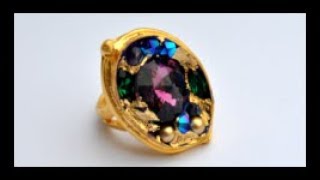 Comment réaliser une bague avec un cabochon de swarovsky [upl. by Holloway]