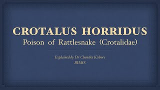 Crotalus Horridus  Allen’s Keynotes  Well Explained [upl. by Berkshire]