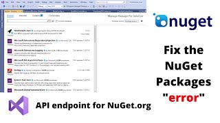 How to Manage packages for solution visual studio Fix Error  NuGetorg as a package  with BeSmart [upl. by Eldon943]