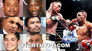 CELEBRITIES REACT TO TEOFIMO LOPEZ LOSING TO GEORGE KAMBOSOS SPENCE CRAWFORD DE LA HOYA amp MORE [upl. by Duke]