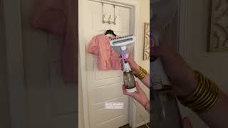 How to use a garment steamer on creases Conair Turbo ExtremeSteam HandHeld Fabric Steamer GS59 [upl. by Cavill]