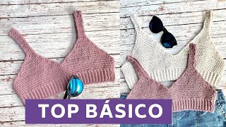 🧶TOP básico tejido a Crochet 👙SUPER FACILBasic Crochetwoven TOP 👙SUPER EASY [upl. by Palua]