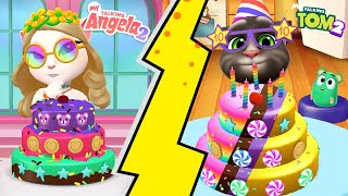 My Talking Tom 2 VS My Talking Angela 2 Birthday Cake Making Android Gameplay [upl. by Einatirb190]